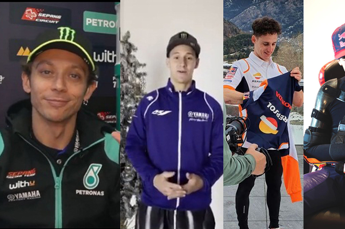 Masih tahun baru, pembalalap MotoGP Valentino Rossi, Fabio Quartararo dan Pol Espargaro pamer seragam barunya. Eh pembalap MotoGP Marc Marquez malah pamer baju balap 