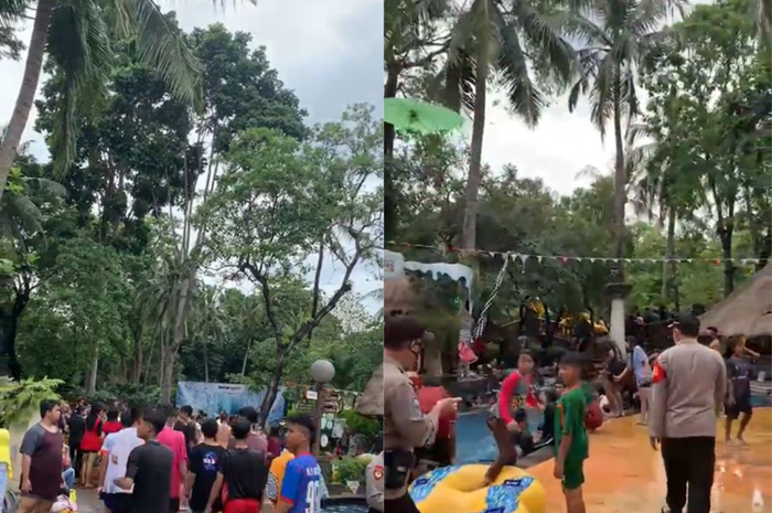 Waterboom Lippo Cikarang dipenuhi pengunjung dengan mengabaikan protokol kesehatan