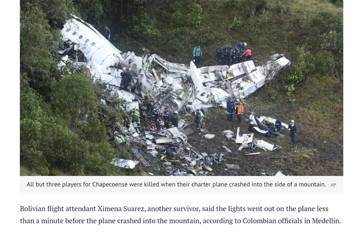 Foto kecelakaan pesawat di Kolombia.