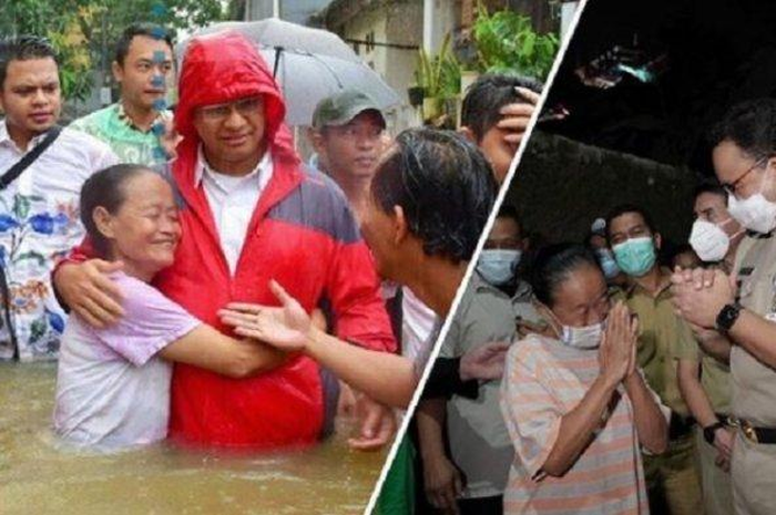 Anies Baswedan di Kampung Melayu pada 20 februari 2017 dan 9 Februari 2021 setelah menjadi GUbernur DKI. Anies sukse tangani banjir Jakarta 