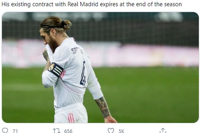 Bek Real Madrid, Sergio Ramos, telah menolak dua tawaran perpanjangan kontrak dan Real Madrid dilaporkan telah menyerah.