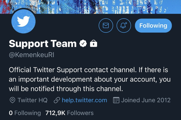 Akun Kemenkeu RI di hack dengan membawa nama Support Team Twitter.