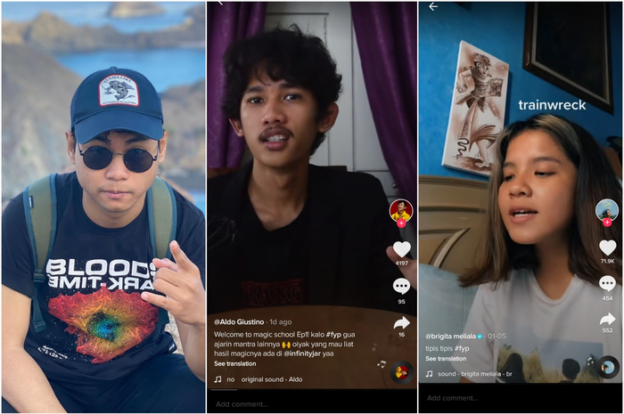 para kreator TikTok, Ibra (Kiri), Aldo (Tengah) dan Gita atau Idgitaf (Kanan)