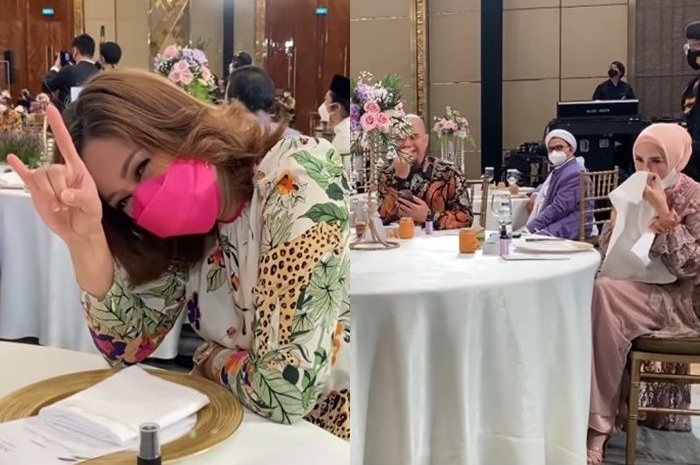 Maia Estianty duduk tepat di depan Ahmad Dhani dan Mulan Jameela