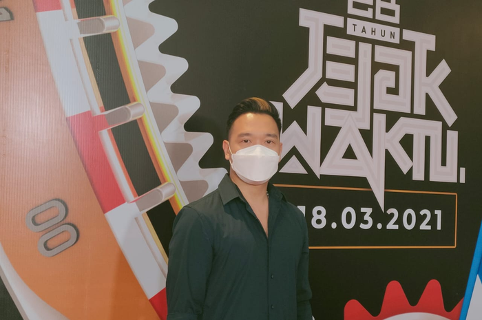 Michael Yukinobu de Fretes dalam sesi konferensi pers Jejak Waktu HUT Ke-28 ANTV di kawasan Kuningan, Jakarta Selatan, Kamis (18/3/2021). 