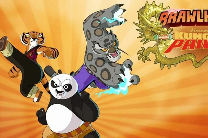 Tampilan 3 karakter utama film animasi Kung Fu Panda di game 2D fighting Brawlhalla