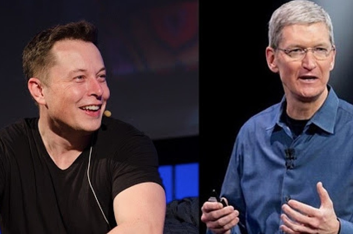 Elon Musk dan Tim Cook