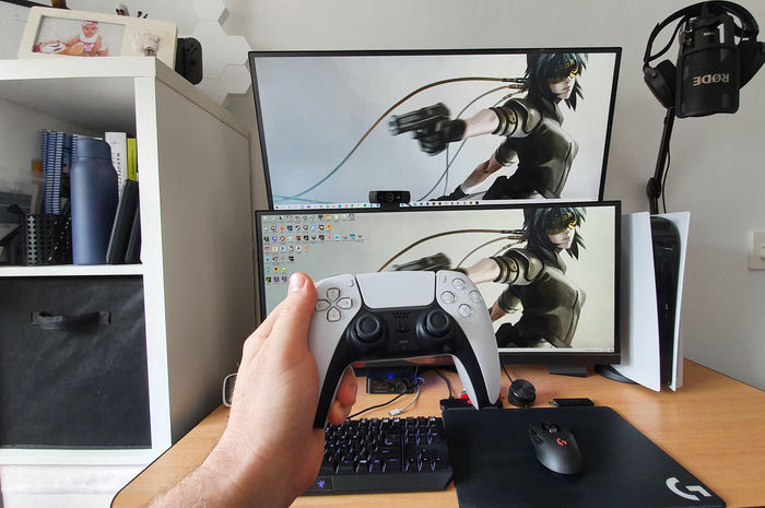Ilustrasi bermain PS5 di monitor 120 Hz