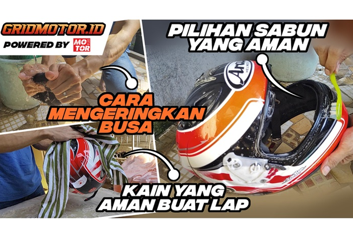 Cara cuci helm sendiri di rumah pakai sikat dan sabun