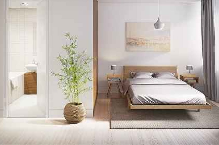 Kamar mandi di dalam kamar tidur.