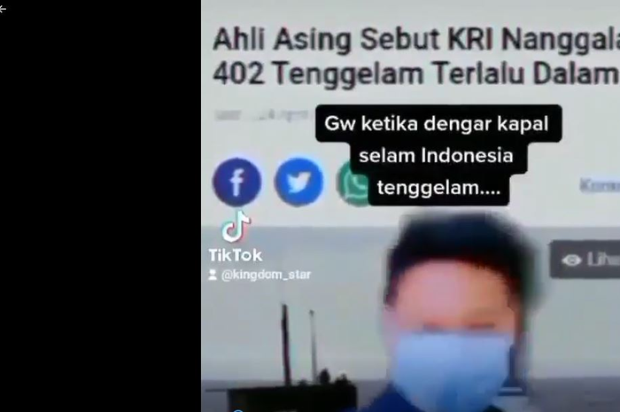 Melalui aplikasi TikTok, pemilik akun @kingdom_star ini mengaku senang saat mendengar bahwa KRI Nanggala-402 tenggelam.