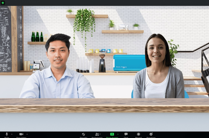 Tampilan fitur Immersive View di aplikasi Zoom.