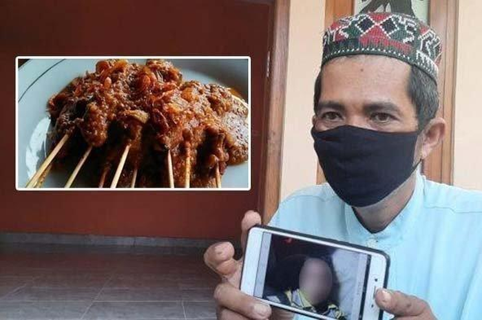 Bandiman memperlihatkan foto anaknya yang meninggal usai menyantap paket sate beracun dan mengungkapkan pernyataan wanita misterius.