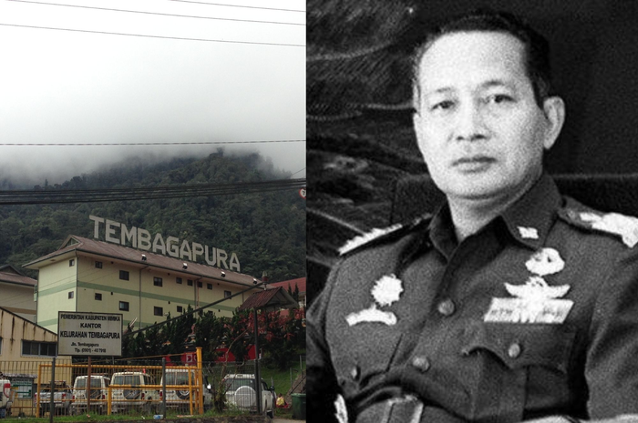 Kolase kota Tembagapura dan Presiden Soeharto. Setelah Soeharto resmikan tambang Freeport di Papua, rakyat hanya mengalami kesengsaraan saja