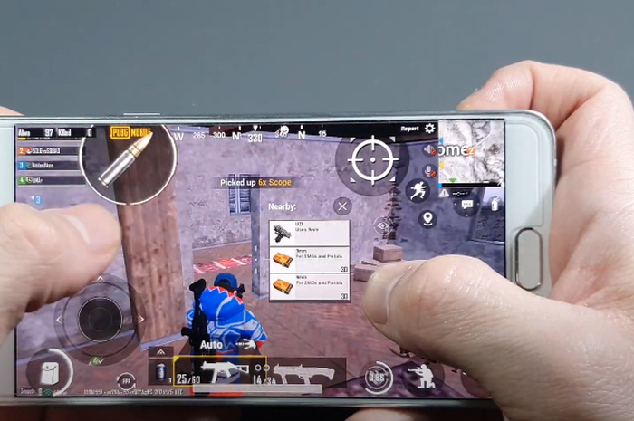 Tangkapan layar dari bermain game PUBG Mobile di Samsung Galaxy Note 5