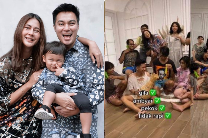 Momen foto Baim Wong  dan keluarga kecilnya berseragam kompak saat Lebaran, sesi pemotretan keluarga ini malah viral.
