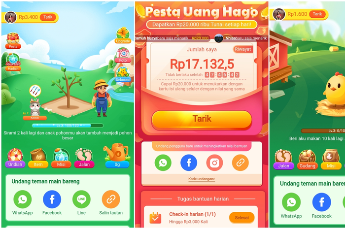 Tangkapan layar game Hago yang bisa jadi aplikasi penghasil uang.