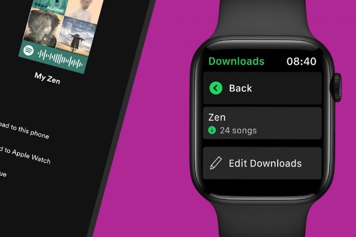 Ilustrasi fitur baru Spotify di Apple Watch