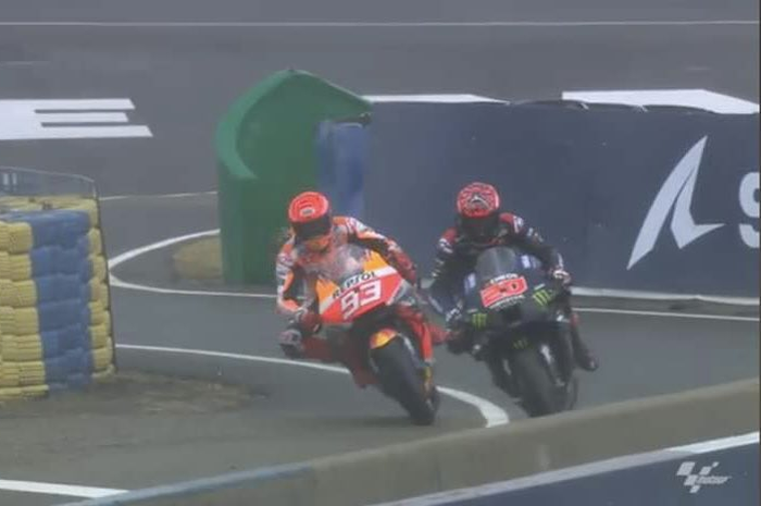 Terungkap, kenapa Marc Marquez tidak dihukum saat salip Fabio Quartararo saat di pit in MotoGP Prancis 2021.