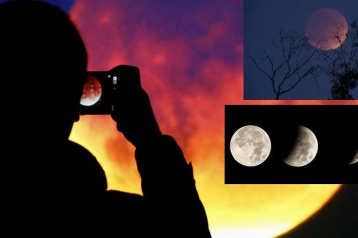 Ilustrasi tips memotret gerhana bulan menggunakan kamera dan smartphone.