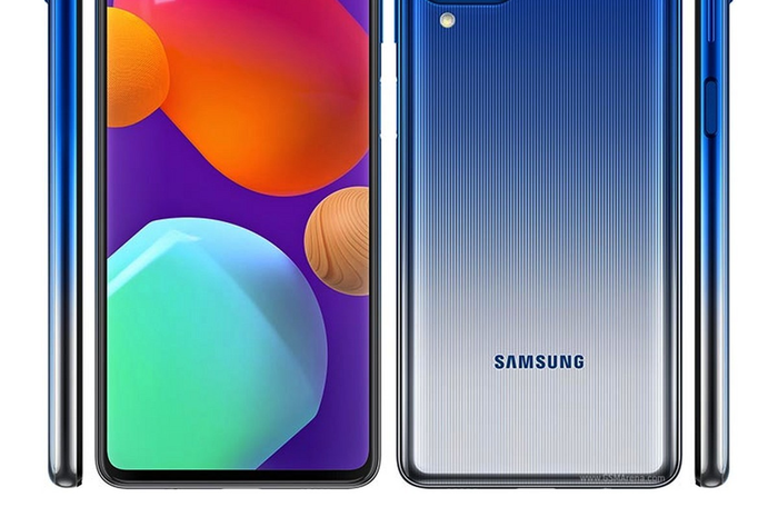 Samsung Galaxy M62 warna biru gradasi