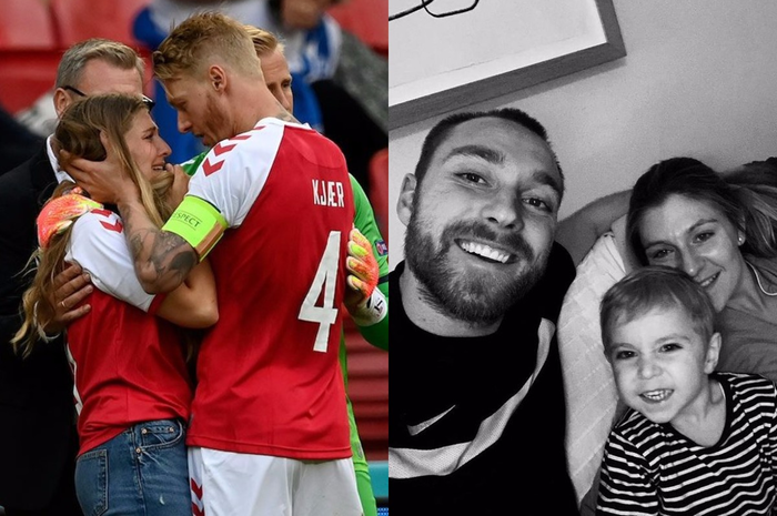 Foto keluarga Christian Eriksen. Sang istri yang menonton di bangku penonton sontak histeris melihat kondisi suaminya. 