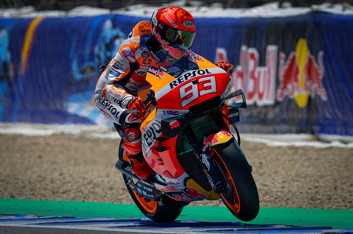 Pembalap Repsol Honda, Marc Marquez impresif di FP1 MotoGP Jerman 2021.