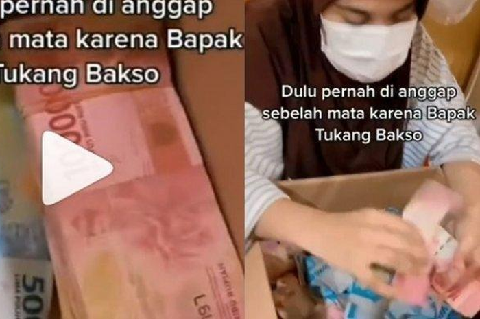 Seorang gadis menunjukkan omzet orang tuanya setelah kesal selalu dipandang sebelah mata karena anak tukang bakso.