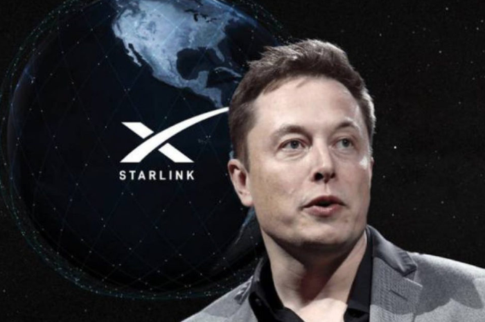 Ilustrasi Elon Musk dan Starlink