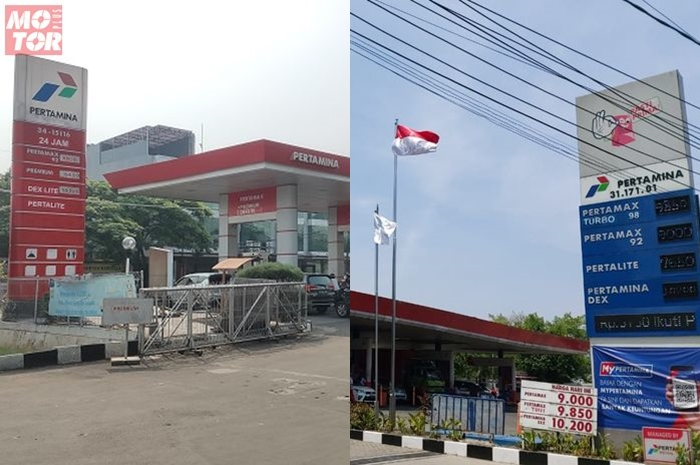Foto ilustrasi SPBU Pertamina warna merah dan biru, ini bedanya.