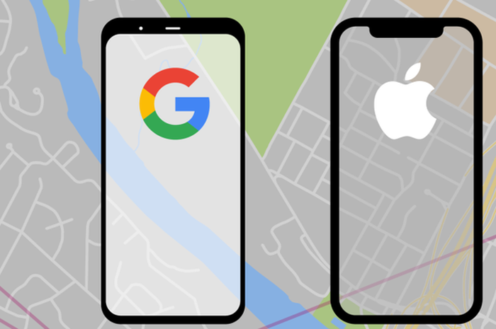 Ilustrasi Apple dan Google