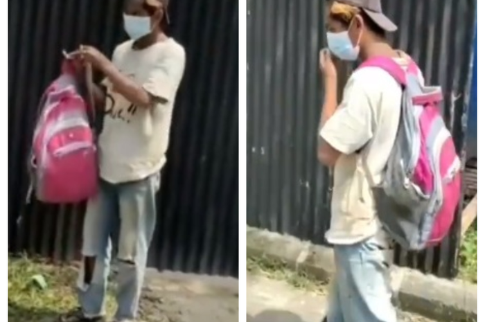 Kuli bangunan yang viral karena dipecat setelah ketahuan tak pakai masker saat bekerja di proyek.