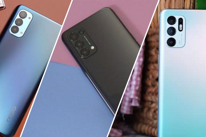 OPPO Reno4 (kiri), Reno5 (tengah) dan Reno6 (kanan)