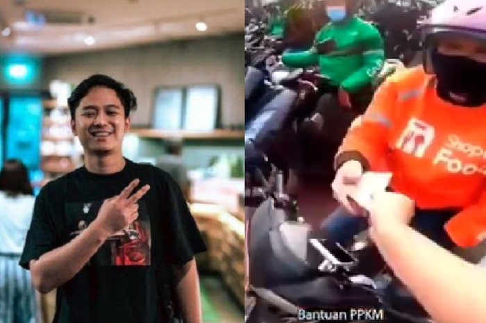Bikers sultan naik Kawasaki Ninja H2 bagi-bagi duit Rp 100 ribu saat PPKM Darurat di jalan.