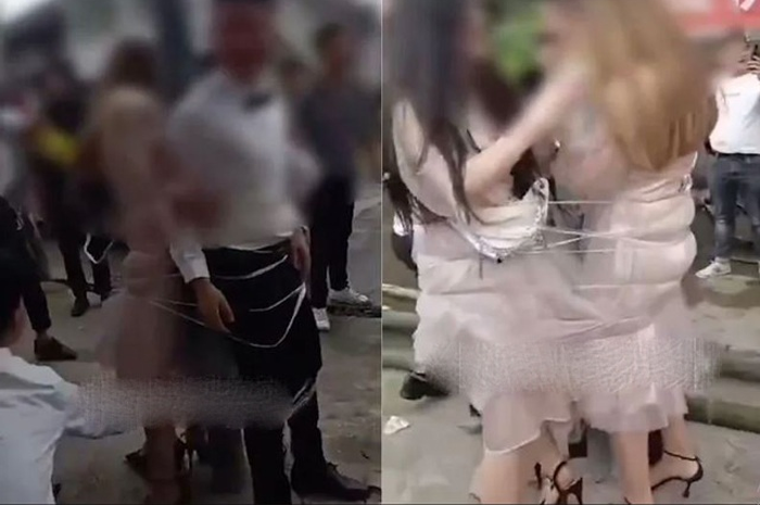 mempelai pria dan pengiring pengantin diikat hingga dicambuk di hari pernikahan