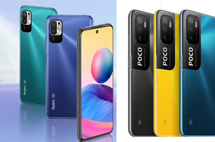 Redmi Note 10 5G (kiri) vs POCO M3 Pro 5G (kanan.