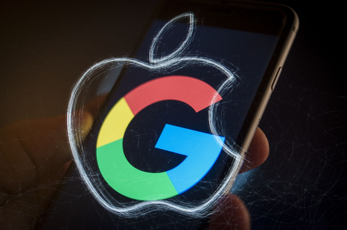 Ilustrasi Apple dan Google