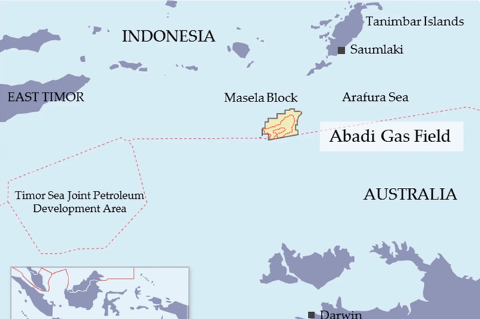 Lokasi ladang gas Masela di Timur Indonesia