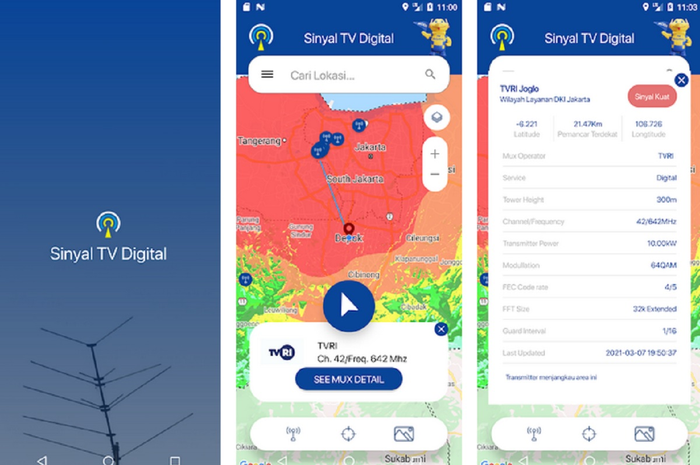 Tampilan aplikasi sinyalTVdigital
