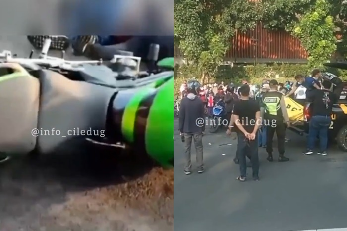 Kecelakaan tabrakan antara moge Kawasaki ER-6 dengan Honda BeAT di Bintaro