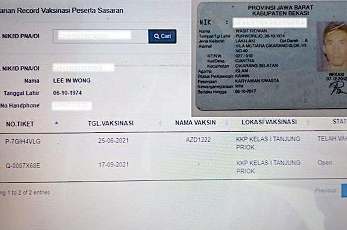 NIK Wasit Ridwan digunakan WNA bernama Lee In Wong