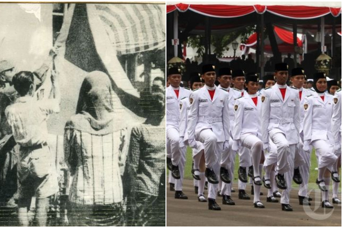 Pengibaran Bendera Merah Putih saat upacara