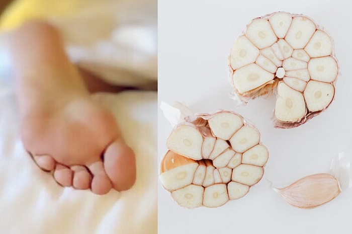 Manfaat bawang putih di telapak kaki sebelum tidur.