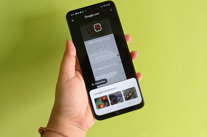 Translate foto di OPPO A16 menggunakan Google Lens.