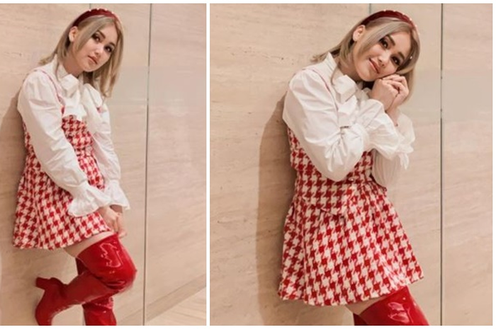 Potret gaya Ayu Ting Ting berambut pirang