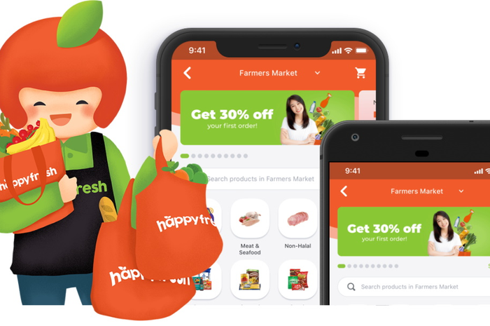 Ilustrasi aplikasi mobile HappyFresh