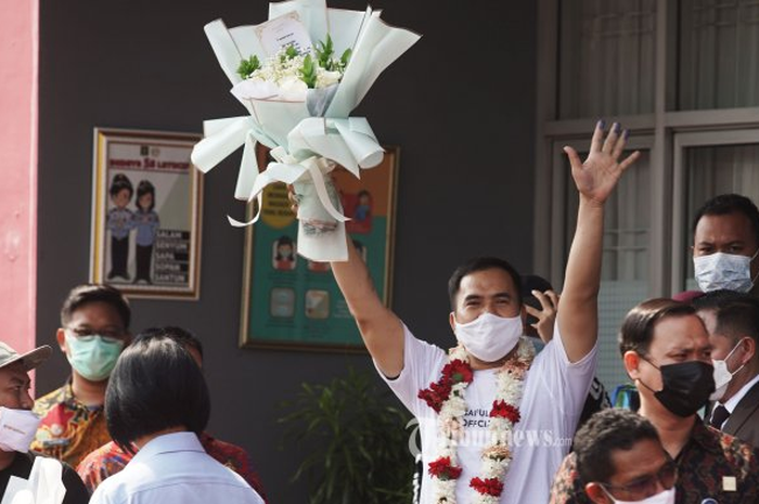 Saipul Jamil saat bebas dari penjara.