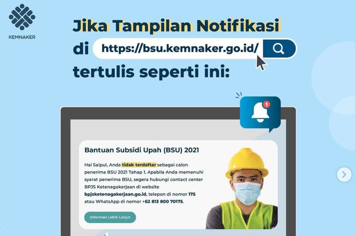 Tangkapan layar laman bsu.kemnaker.go.id.