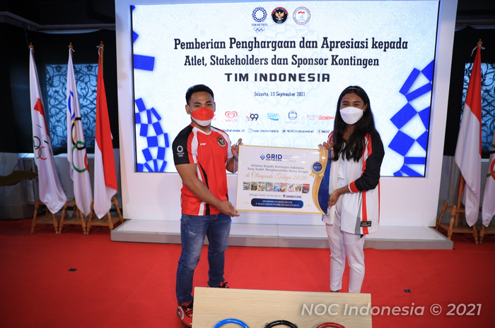 Acara “Pemberian Penghargaan & Apresiasi kepada Atlet, Stakeholder, dan Sponsor Kontingen Indonesia” di Fuction Hall Komite Olimpiade Indonesia, Senayan, Jakarta, Senin 13 September 2021.
