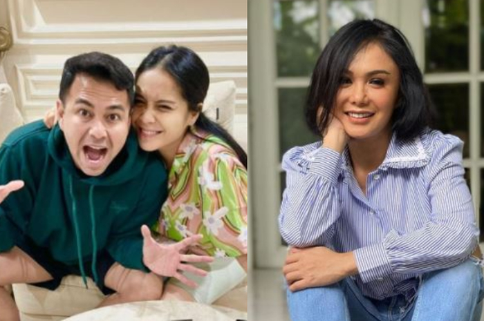 Kolase foto Raffi Ahmad dan Nagita Slavina serta potret Yuni Shara